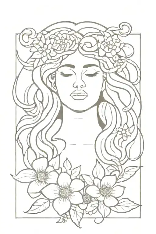 Medusa Greek Mythology Eyes Closed With Flowers