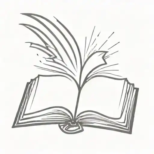 A Minimalist Tattoo Of An Open Book With Rays Of Light Shining Out From The Pages