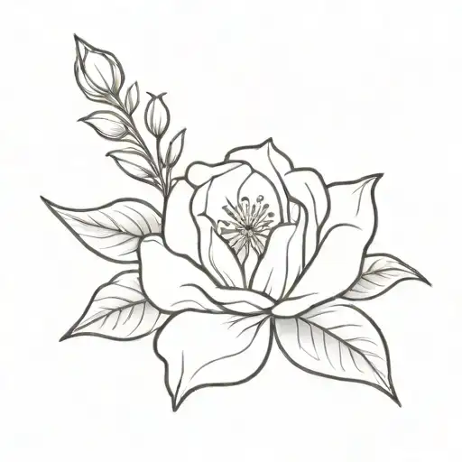 A Minimalist Tattoo Of A Birth Flower Blooming From An Open Book