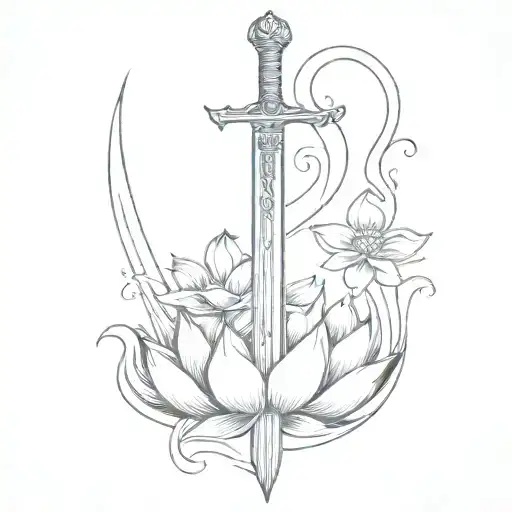 Sword With Water And Lotuses Dragon