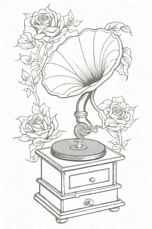 Gramophone Emerging From A Pantone Color Tattoo Design