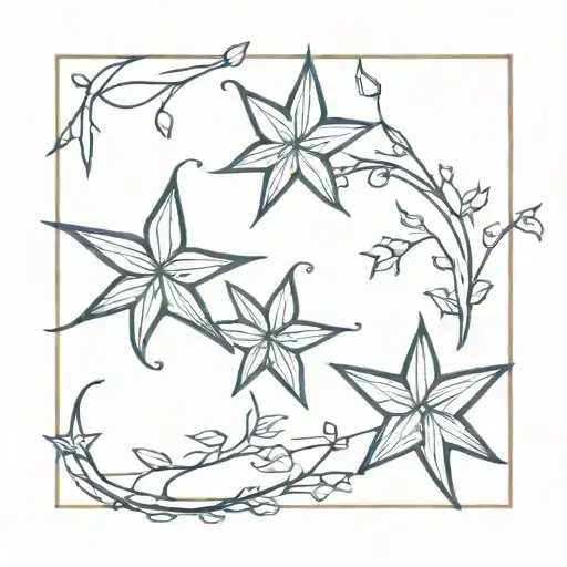 Sternum Stars And Vines Delicate Fine Line