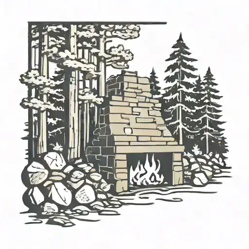 Fireplace In Forest