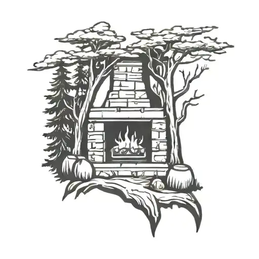 Fireplace In Forest