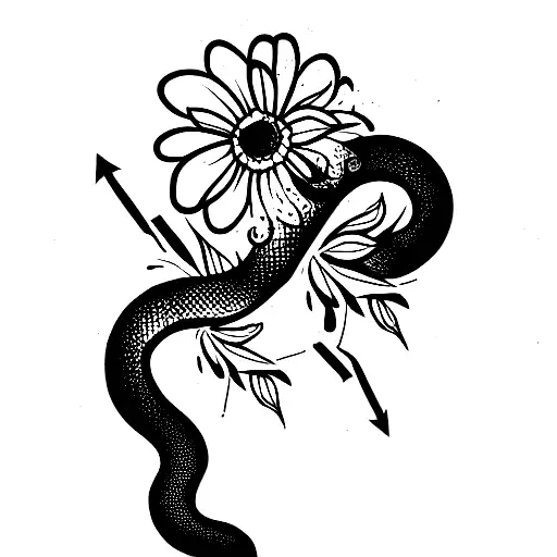 Snake With Flowers Around The Forearm