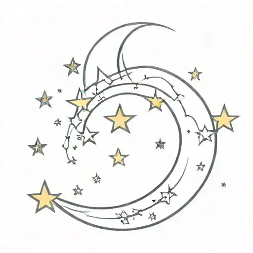 Crescent Moon And Stars In Color