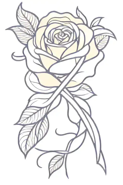 Yellow Rose Purple Ribbon And Cross