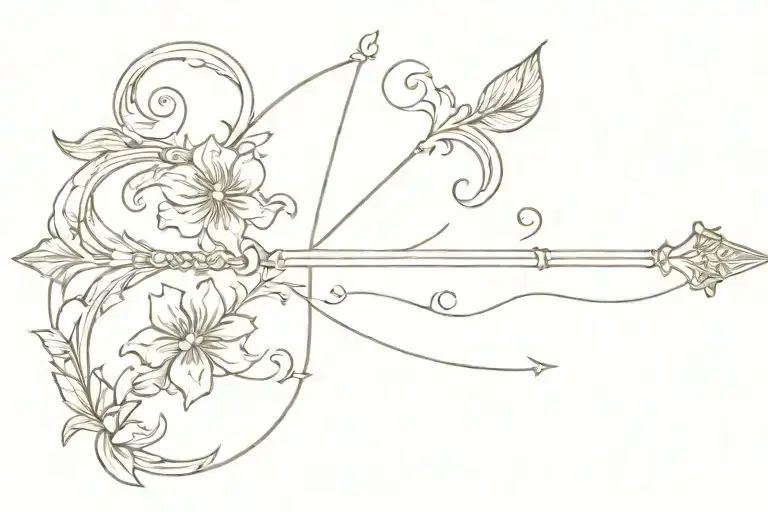 Bow Nad Arrow Baroque Tattoo Design