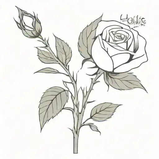 Single Rose With The Name Hollie In The Stem