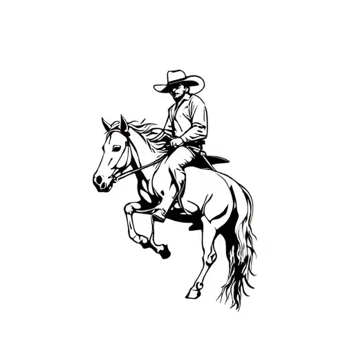 Outline Of Cowboy On Bronco
