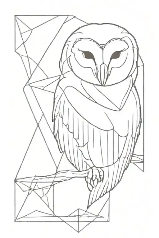 Barn Owl Sitting Inside Inverted Triangle