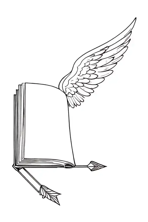 Book Pages Flying With Wings And Arrow And Love