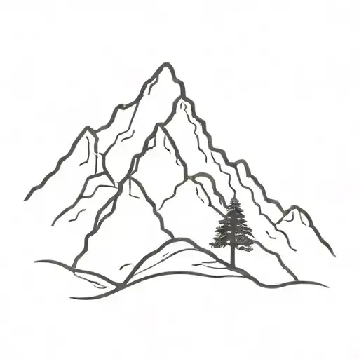 A Minimalist Silhouette Of A Mountain Peak With A Hiking Trail Winding Up To The Top