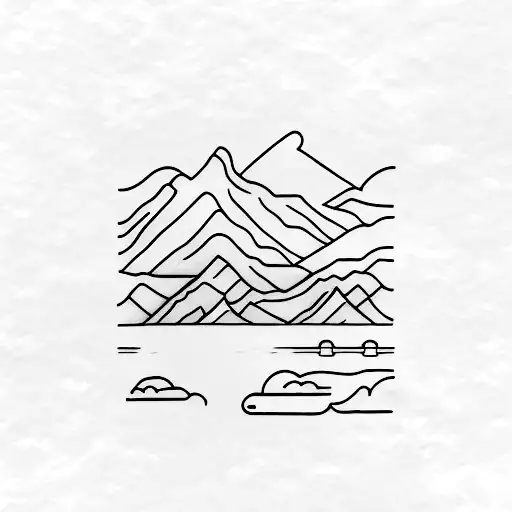 Line Tattoo With Snow Covered Mountains Viewed Through Ski Goggles