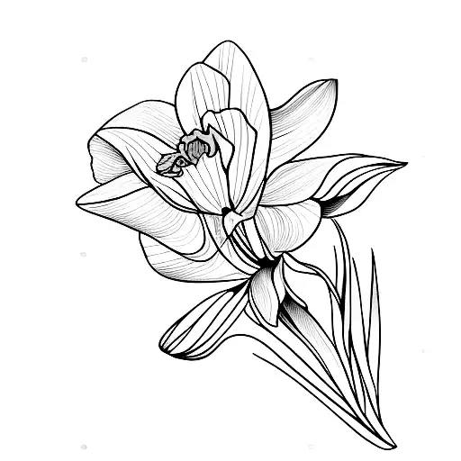 Daffodil With Stem And Leaf