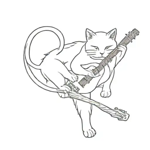 Cat 7 Shitzu Playing Guitars Intertwined