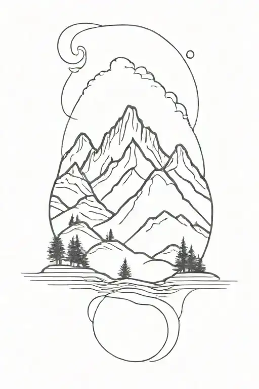 Mountain Range With A River Flowing