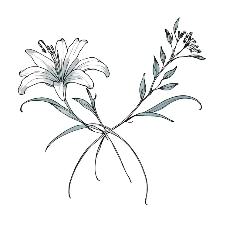 Lily And Larkspur Flower Intertwined