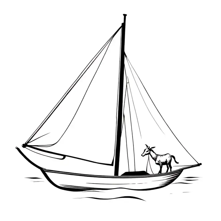 A Male Goat In A Sail Boat Sailing
