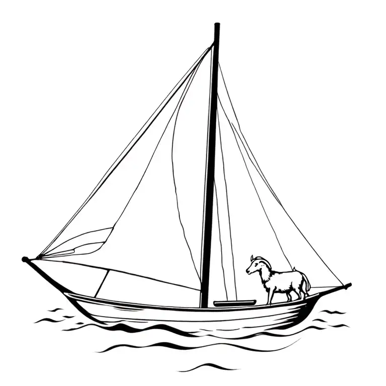 A Male Goat In A Sail Boat Sailing Ship Navigating
