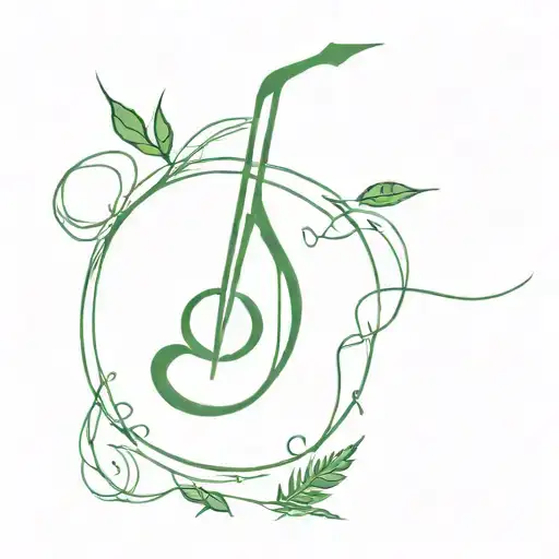 A Minimalist Tattoo Of A Music Note Intertwined With A Marijuana Leaf