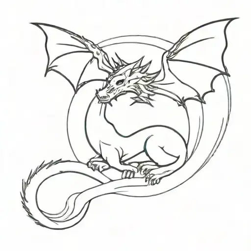 A Line That Looks Like A Dragon With A Dog Inside It