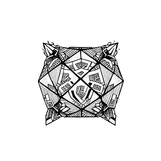 A Subtle Tattoo Of A Cat Silhouette With A Hidden Rubik's Cube Pattern