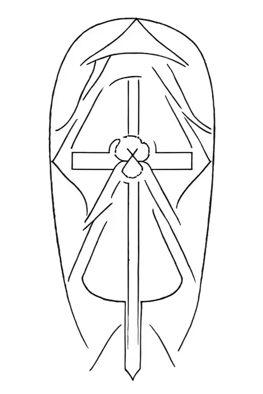 Include A Christian Cross And A Triangle Shape Inside