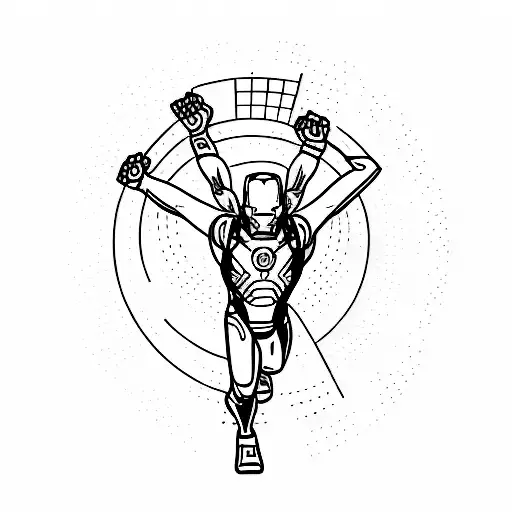 A Minimalist Design Of A Silhouette Of An Ironman Athlete Crossing The Finish Line In Red