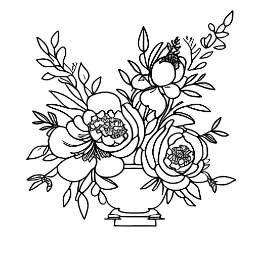 Fine Line Flower Bouquet With Larkspur Peonies