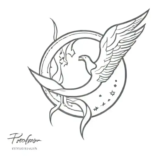 Pheonix Letter N And Sun And Moon Merging Together