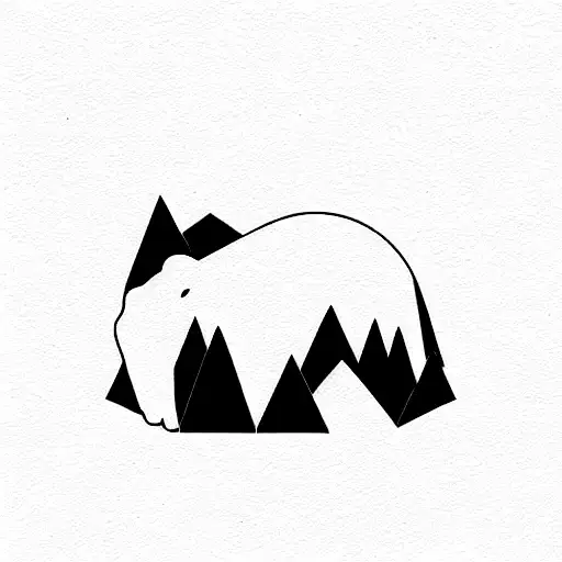 Minimalist Bear With Mountain
