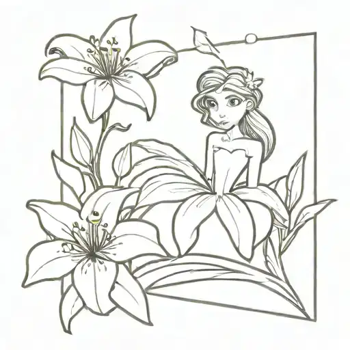 Reference To The Movie Tangled And A White Lily Flower In Relation To My First Name