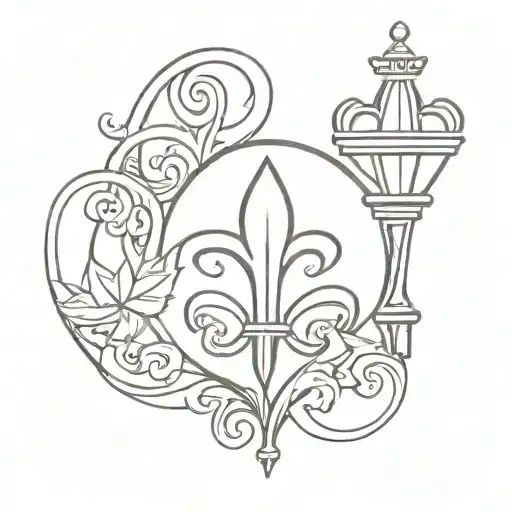 A White Fleur-de-lis In Relation To My First Name With Rapunzel's Sun And Lanterns In The Background