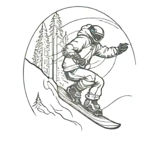 Snowboarder Carving Through A Forest