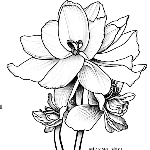 Fine Line Narcissus Flower With The Name Brando