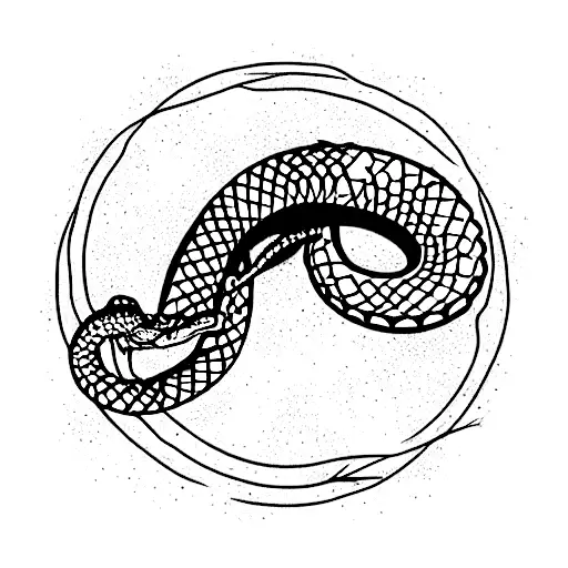 Rattlesnake Eating Its Own Tail In A Circle Tattoo