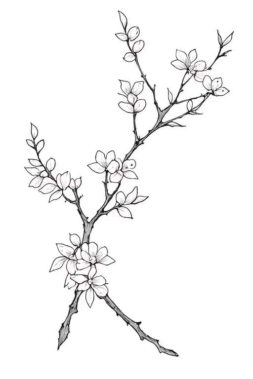 White Myrtle Tree Branch Flowering