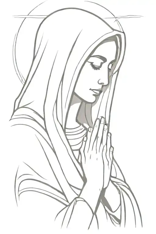 Virgin Mary Praying Shedding A Tear