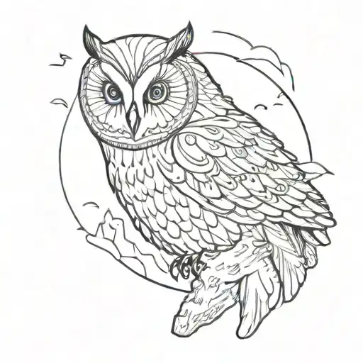 Owl Perched In Mountains