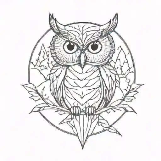 Owl Perched In Mountains