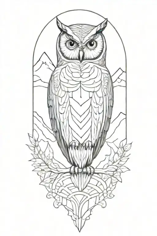 Owl Perched In Mountains