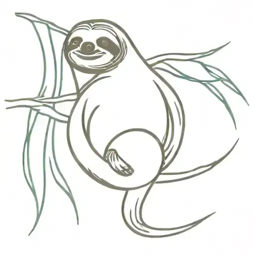Sloth Which Is Encrypted In Lines And Waves And Lettering