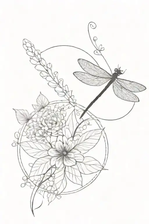 Dragonfly And Mandala Design Incorporating