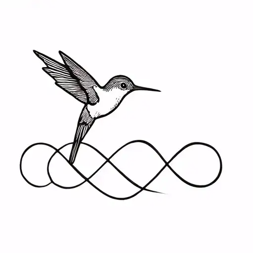 A Delicate Hummingbird With An Unalome And An Infinity Symbol