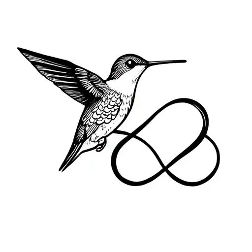 A Delicate Hummingbird With An Unalome And An Infinity Symbol