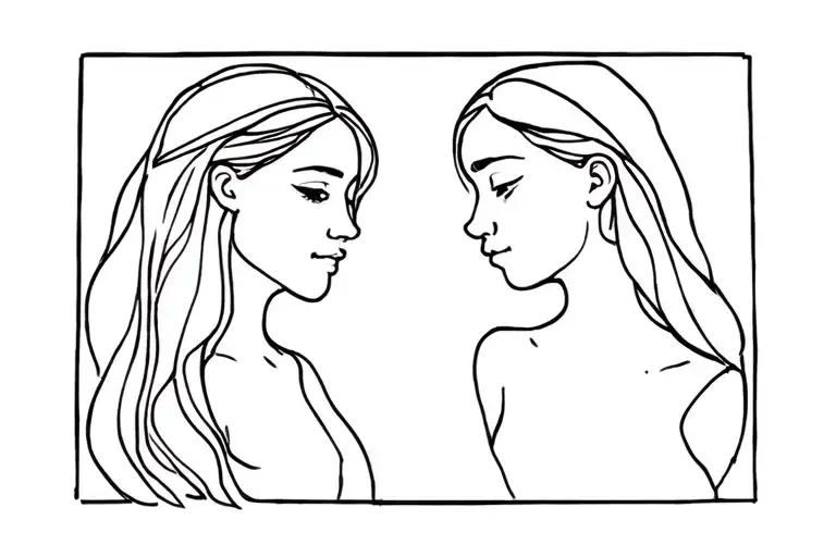 Sister Mom Brother Small Sister Tattoo Sketch