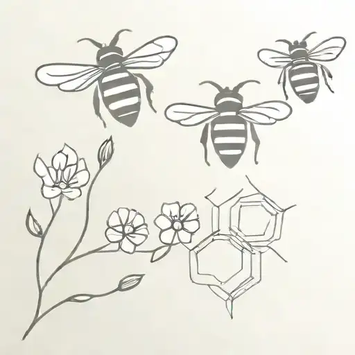 Bees Buzzing Bee Hive Flowers