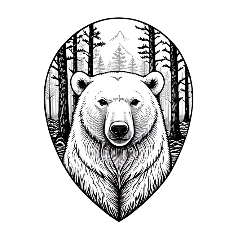 Simple Polar Bear In The Woods