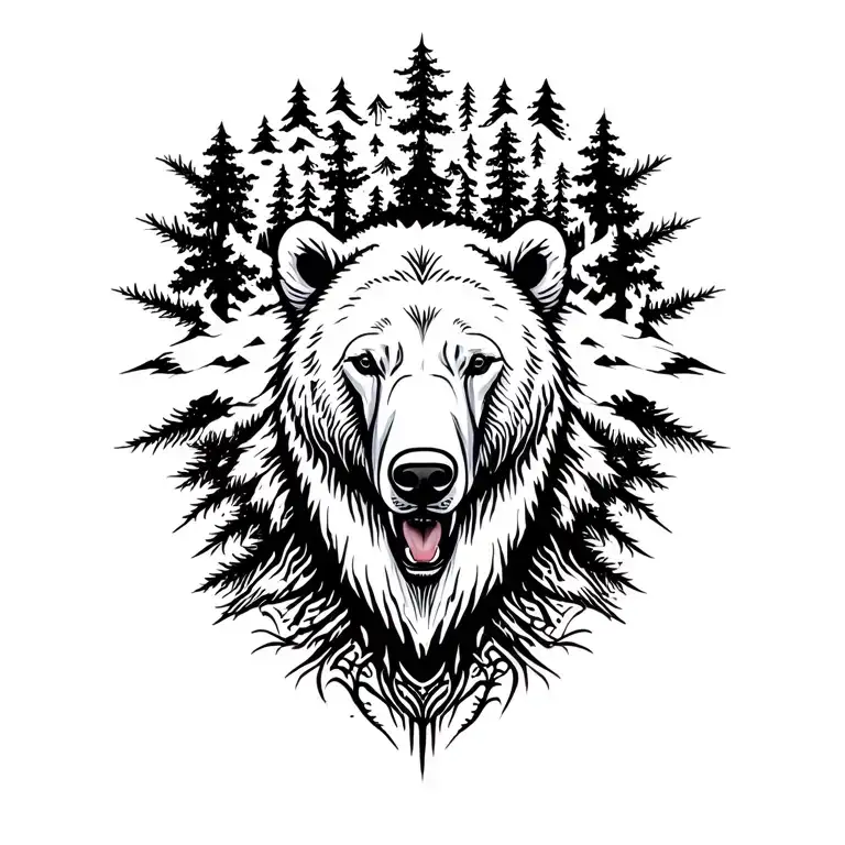 Simple Polar Bear In The Woods